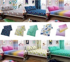 Image of Kids Fitted Sheet + Pillowcases Printed Children Bedding Set Polycotton Fabric