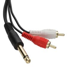 Image of 3m 6.35mm 1/4 inch Mono Jack Plug to Phono RCA Plugs SCREENED Audio Cable [00829