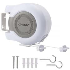 Image of 30m Retractable Clothes Reel Double Washing Line Wall Mounted Outdoor