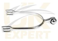 Image of SMOOTH ROLLER BALL SPURS FOR HORSES - 30MM NECK HORSE SOFT TOD BALL SPURS SILVER