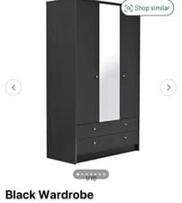 Image of Black Oak Wardrobe with Mirror . Brand New Unopened 3 Piece from Argos .