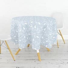 Image of William Morris Forest Life Blue 132cm Round Cotton Tablecloth