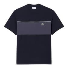 Image of Lacoste Colour Block Cotton T-shirt Black