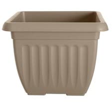 Image of 40cm Square Planter Athens Taupe Traditional Garden Pot Plant Home Garden