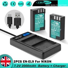 Image of 2× EN-EL9 EN-EL9A EL9e Battery + Charger For Nikon D3000 D40 D5000 DSLR D60 D40X