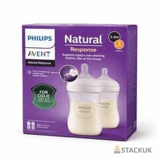Image of Philips Avent Natural Response Baby Bottle - 2 x 260ml Milk 3-6 Months