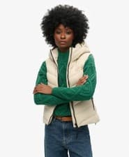 Image of Superdry Womens Hooded Microfibre Padded Gilet