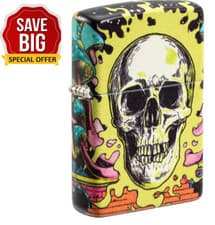 Image of Genuine Brand New ZIPPO Lighter Psychedelic Skull Glow-In-The-Dark 540 Premium