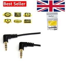 Image of 1 ft Right Angle 3.5 mm Audio Cable - Male/Male Gold-Plated for Superior Sound