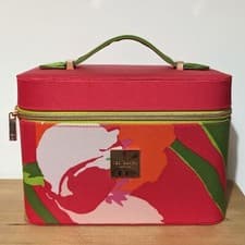 Image of XL Ted Baker Vanity Case Solid Makeup Storage Zip Bag Bold Red Floral UK