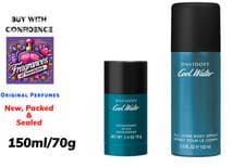 Image of Davidoff Cool Water Deodorant Spray 150ml + Deodorant Stick 70g–Men’s Multipack