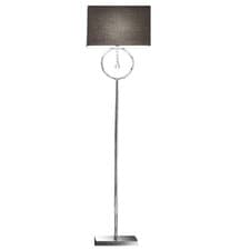 Image of Polished Chrome & Crystal Modern Floor Lamp with Grey Rectangular Shade 154cm