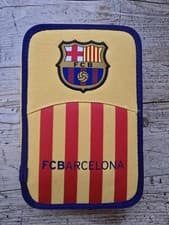 Image of Official FC Barcelona PENCIL CASE * FCB Two Compartments Zip Fabric School Tools