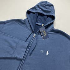 Image of Polo Ralph Lauren Men's Spa French Terry Aged Wash Full-Zip Hoodie Navy Size 2XL