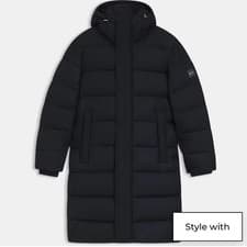 Image of BOSS Men's Cenuto Water Repellent Long Puffer Jacket Navy Size S
