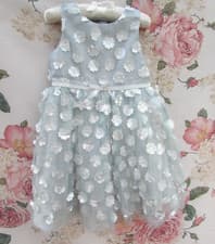 Image of BNWOT MONSOON Silver Grey Blossom Sparkle Party Occasion Dress 2-3 £55