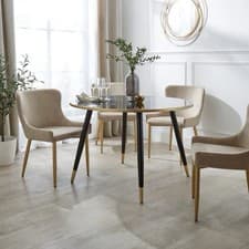 Image of Sylvia 4 Seater Round Dining Table, Black & Smoked Glass