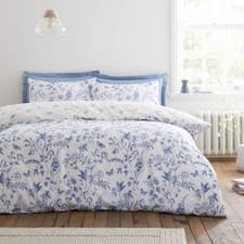 Image of Cotton Blue Floral Bedding Thea Luxury Reversible Duvet Cover Set By Bianca