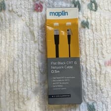 Image of Maplin Ethernet Cable Cat6 Flat RJ45 LAN Patch Lead 0.5m Black Sealed New
