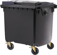 Image of 1100L Wheelie Bin Black/Grey Heavy Duty EN840 Certified