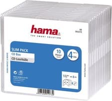 Image of Hama 00051273 Slim 4 CD Jewel Case, pack of 10 - Transparent, 40.55 in*59.06 in