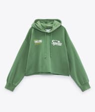 Image of Zara Sprite Cropped Sweatshirt Hoodie Jumper Size L