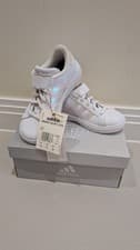 Image of Adidas Grand Court 2.0 Trainers, Pink & White Three Stripe, Kids Size UK 10