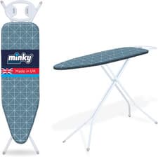 Image of Minky Expert Blue Ironing Board | Large 122 X 38 Cm Surface | Universal Height A