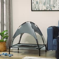 Image of PawHut 61cm Elevated Dog Bed Cooling Raised Pet Cot UV Protection Canopy Blue