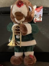 Image of Dan Dee Rudolph the Red-Nosed Reindeer Trombone Animated Plush PJ's Santa Hat