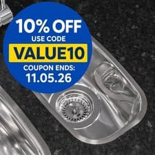 Image of Reginox Comfort 0.5 Half Bowl Kitchen Sink Stainless Steel Integrated Waste