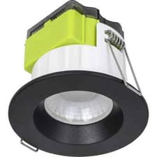 Image of Luceco FType Mk2 Matt Black Fixed LED Fire-rated Warm white Downlight 6W IP65,