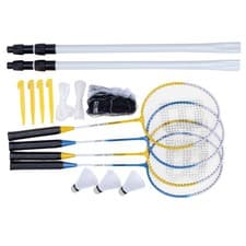 Image of Badminton Set 4 Player Pro Baseline Rackets Net Shuttlecocks Family Fun