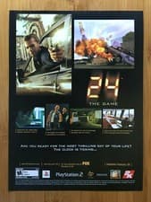 Image of 24: The Game PS2 Playstation 2 2006 Print Ad/Poster Kiefer Sutherland TV Series
