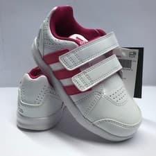 Image of Adidas New Court INFANT CF K Tab Fastening Trainers White/Pink New £14.99