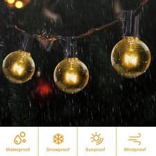 Image of Led String Lights 9m/29ft Festoon Lights G40 30+5(Spare) Bulbs IP44