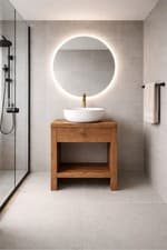 Image of Solid Wood Bathroom Vanity Sink Unit Freestanding Washstand Farmhouse Cabinet
