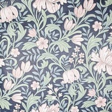 Image of Navy Blue Floral Wallpaper Smooth Fininsh Slightly Imperfect Bedroom Feature