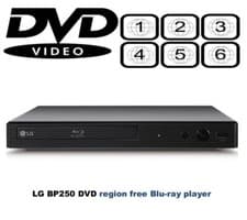 Image of LG BP250 MULTI REGION Free DVD 1-6 Compact Blu-Ray Player RPL