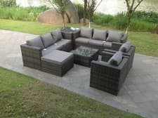 Image of Fimous 9 Seater Rattan Sofa Sets 2 Chair Coffee Table Footstool Garden Furniture
