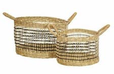Image of SASS & BELLE SET OF 2 SEAGRASS OPEN WEAVE STORAGE BASKETS - TOYS MAKEUP HOME