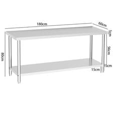 Image of Stainless Steel Work Table Commercial Kitchen Catering Worktop Food Prep Top