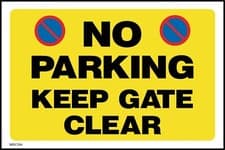 Image of No Parking Keep Gate Clear Sign or Sticker - All Materials & Sizes (MISC104)