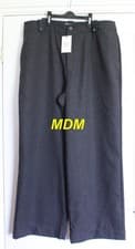 Image of White Stuff Women GREY BELLE TWEEDY WIDE LEG Textured Wool Mix TROUSERS 18 BNWT