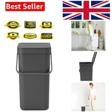 Image of Sort & Go Waste Bin 12L Grey - Space-Efficient Plastic Recycling Container wi...