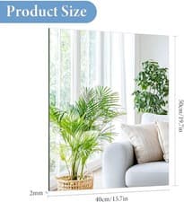 Image of TSKDKIT Wall Mirror 50x40cm Frameless Self Adhesive Stick On HD Glass Mirror
