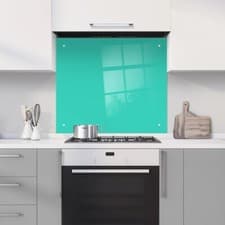 Image of Coloured Glass Splashback with Pre Drilled Holes & Wall Hanging Fixings