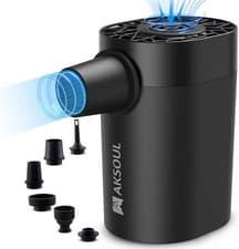 Image of AKSOUL Electric Air Pump for Inflatables: Rechargeable 1600 3600mAh Battery & A