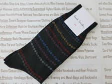 Image of PAUL SMITH 1 pk Smart Crew Sock Mens Black Chain Pattern Flat Knit O/S Socks NEW