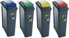 Image of Plastic Recycle Bin Lift Top Lid 25L Rubbish Dustbin Kitchen Garden Waste Bin